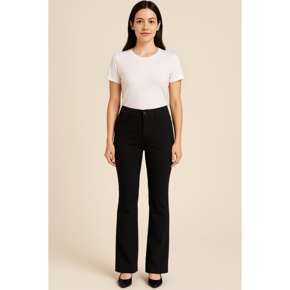 Betabrand Women’s Dress Pants Yoga Pants M Petite Black Straight Leg Stretchy